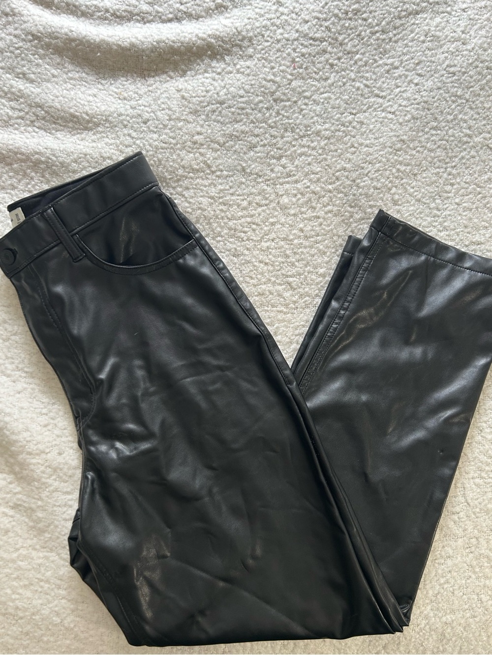 Abercrombie & Fitch Black Faux Leather Straight Leg Pants